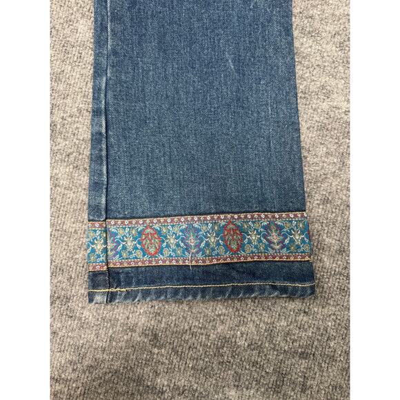 Vintage Y2K Be Bop Flare Jeans Sz 9 | Boho Embroidered Hem | Made in USA - Picture 3 of 16